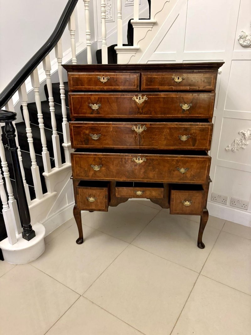 Exceptional Quality Early 18th Century Antique George I Walnut Chest on Stand